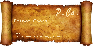 Petnas Csaba névjegykártya
